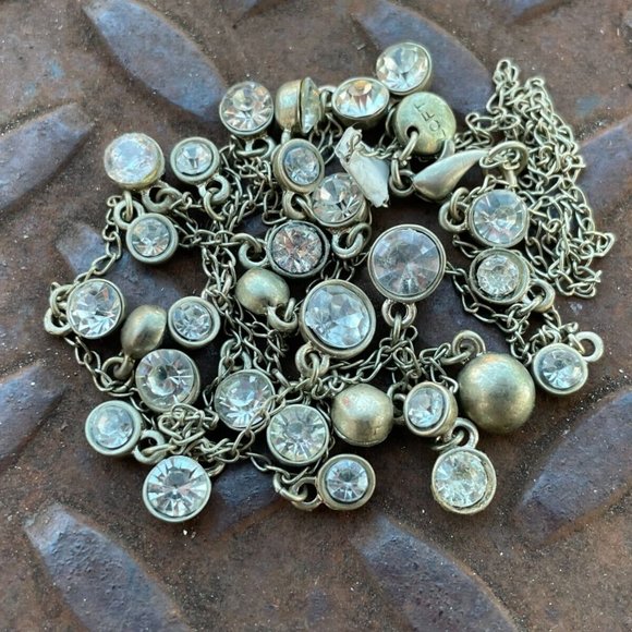 Loft Women Necklace Crystals Accent Fashion Jewelry Gold Tone Necklace - Picture 2 of 12